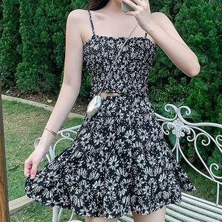 Set: Floral Print Camisole Top + A-line Skirt