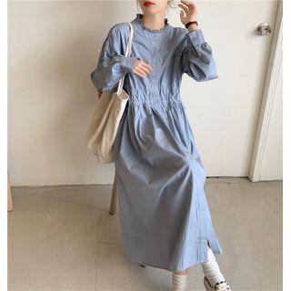 Retro Oversize Long-sleeve Dress