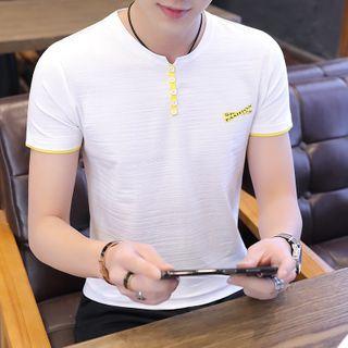 Short-sleeve Two Tone Henley T-shirt