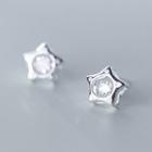 925 Sterling Silver Rhinestone Star Stud Earring 1 Pair - Silver - One Size