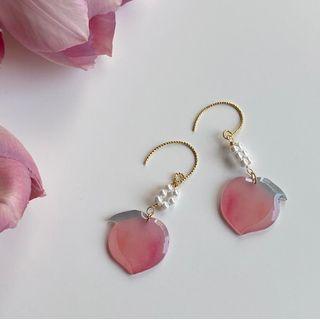 Peach Acrylic Faux Pearl Dangle Earring