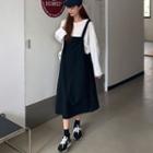 Long-sleeve T-shirt / Midi A-line Pinafore Dress