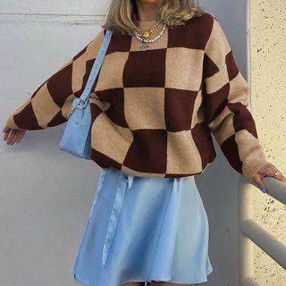 Plaid Long Sleeve Sweater