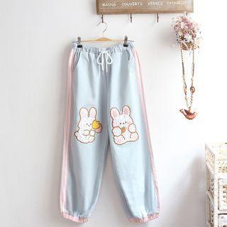 Cartoon Patch Straight Leg Pants