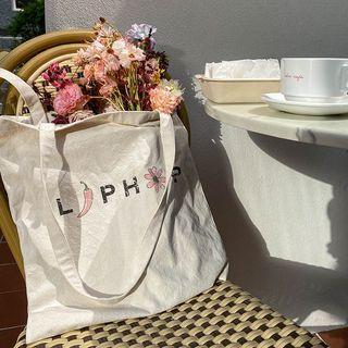 Illustrated Logo-printed Shopper Bag Light Beige - One Size