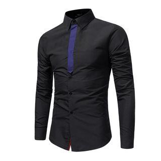 Contrast Trim Slim-fit Dress Shirt