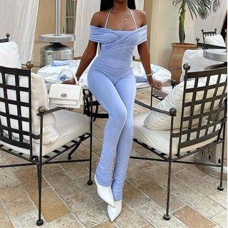 Cold-shoulder Shirred Jumpsuit