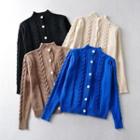 Stand Collar Cable Knit Cardigan