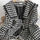 Houndstooth Collared Blouse Black - One Size