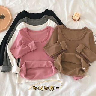 Round-neck Plain Fleece Top