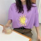 Crescent Sun Print Short-sleeve T-shirt