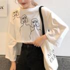 Lace-up Cropped 3/4-sleeve T-shirt