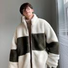 Color Block Faux-shearling Zip Jacket