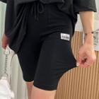 Drawstring Patch-pocket Skinny Shorts