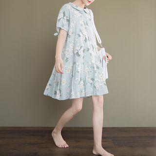 Peter Pan Collar Floral Print Short-sleeve Dress