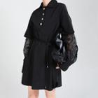 Pointelle Long-sleeve Shirt Dress