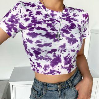Short Sleeve Tie-dyed Crop Top