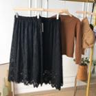 Lace A-line Skirt Skirt - Black - One Size