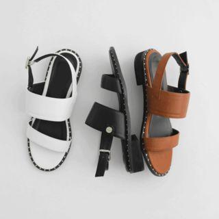 Studded Two-strap Sandals