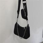 Chain Plain Nylon Crossbody Bag Black - One Size