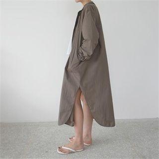 Pocket-detail Zip-up Long Jacket