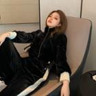 Color-block Zip Jacket / Color-block Wide Leg Pants