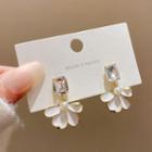 Cz Flower Drop Earring E4718 - 1 Pair - Gold & White - One Size