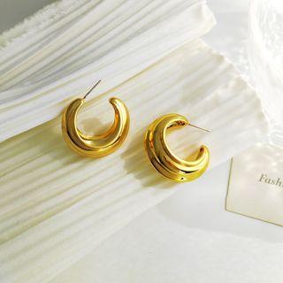 Geometry Drop Earring 1 Pair - S925 Silver Needle - Gold - One Size