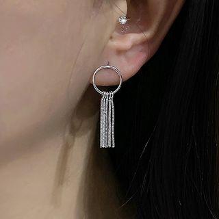 Fringed Hoop Earring 1 Pc - With Earring Back - Silver - One Size