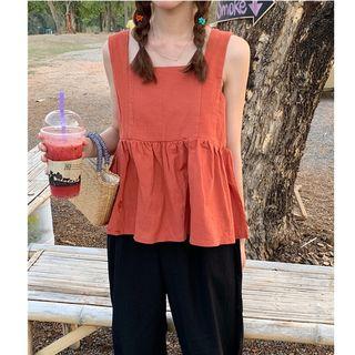 Ruffle Hem Sleeveless Top / Crop Harem Pants