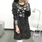 Star Print Panel Long-sleeve Shirtdress