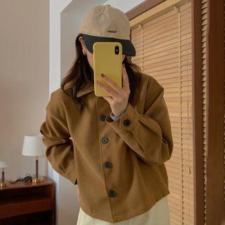 Collared Single-breasted Jacket Coffee - One Size
