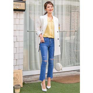 Tall Size Distressed Boot-cut Jeans