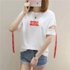 Lettering Cutout Short-sleeve Top