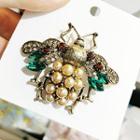 Embellished Faux Pearl Bug Brooch As Shown In Figure - One Size