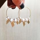 Faux Pearl Hoop Earring 1 Pair - Pearl Ear Tie - Gold - One Size