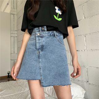 Asymmetric Demin A-line Skirt