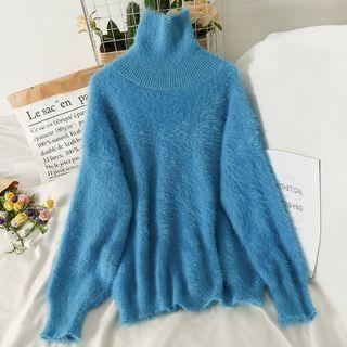 High-neck Loose-fit Long Sweater In 5 Colors