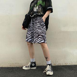Drawstring Zebra Print Shorts