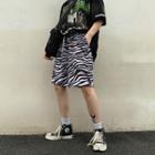 Drawstring Zebra Print Shorts