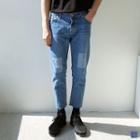 Contrast-panel Tapered Jeans