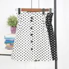 Dotted Buttoned A-line Skirt