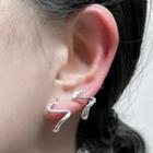Wavy Alloy Earring 1pc - Silver - One Size
