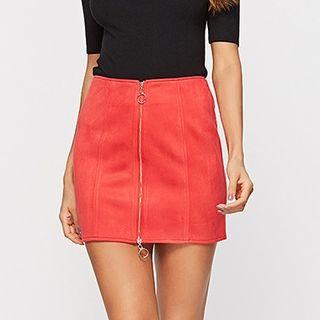 Front-zip Mini Pencil Skirt