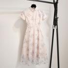 Short-sleeve Midi Floral Embroidered Qipao