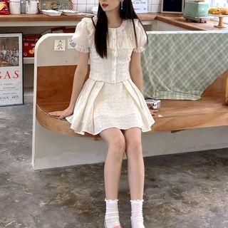 Puff-sleeve Top / Mini A-line Skirt