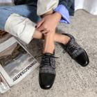 Plaid Block Heel Lace Up Shoes