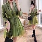 Sheer Panel Blazer Dress