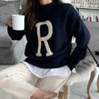 Drop-shoulder Letter Sweater