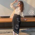 Lace Trim Blouse / Midi Skirt
